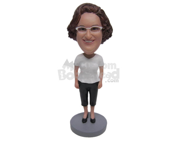 Custom Bobblehead Woman Wearing A T-Shirt, Shorts And Heels On - Leisure & Casual Casual Females Personalized Bobblehead & Cake Topper Custom Bobblehead Woman Wearing A T-Shirt, Shorts And Heels On - Leisure & Casual Casual Females Personalized Bobblehead & Cake Topper